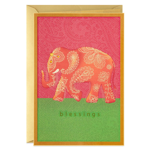 Blessings Paisley Elephant Blank Card, 