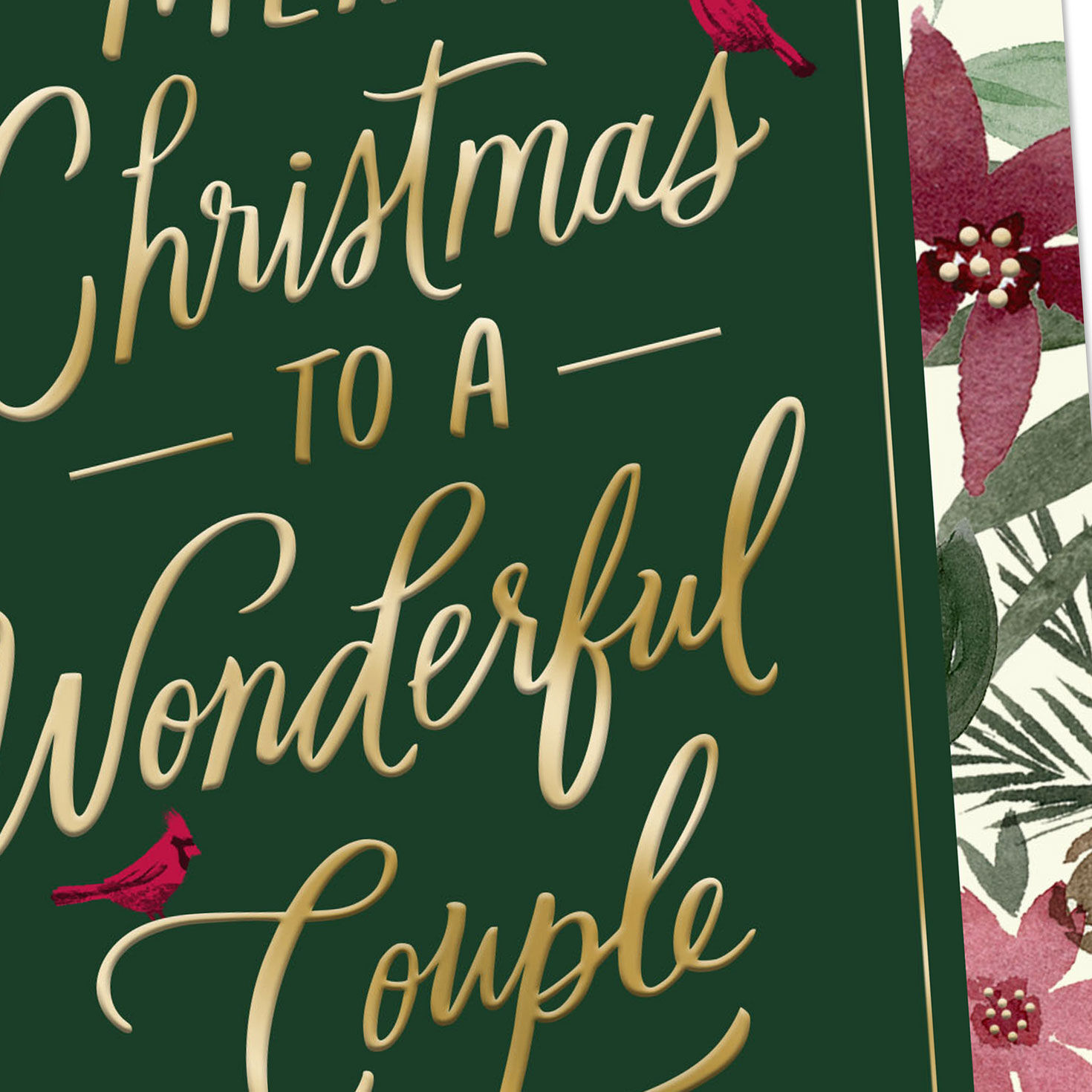 Poinsettia Floral Couple Religious Christmas Card Card Front Detail image number 6