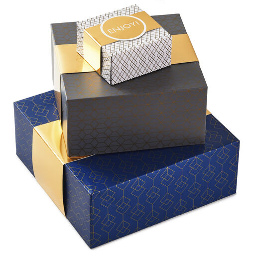 4", 8" and 10" Geometric 3-Pack Gift Boxes With Bands, 
