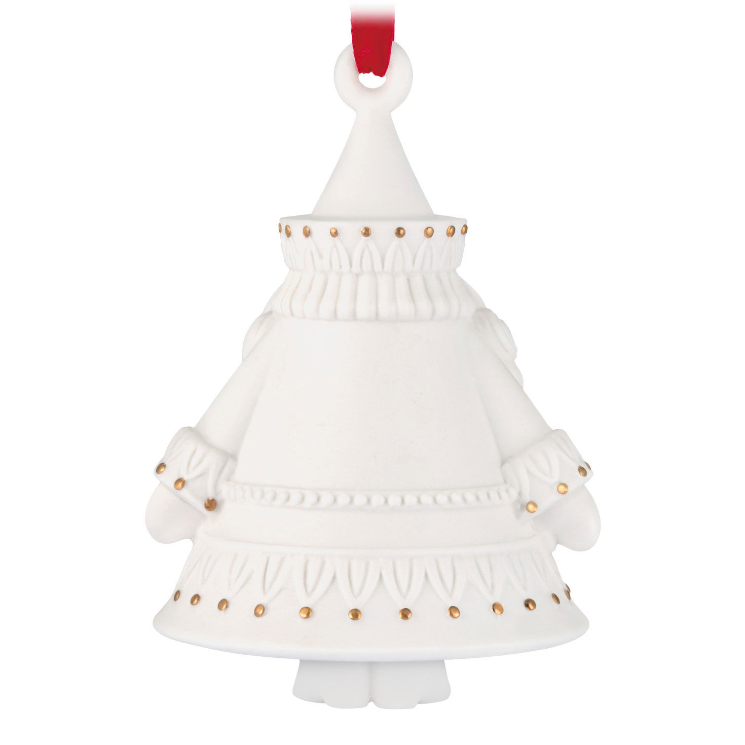 White Porcelain Santa With Gold Keepsake Ornament Back image number 6