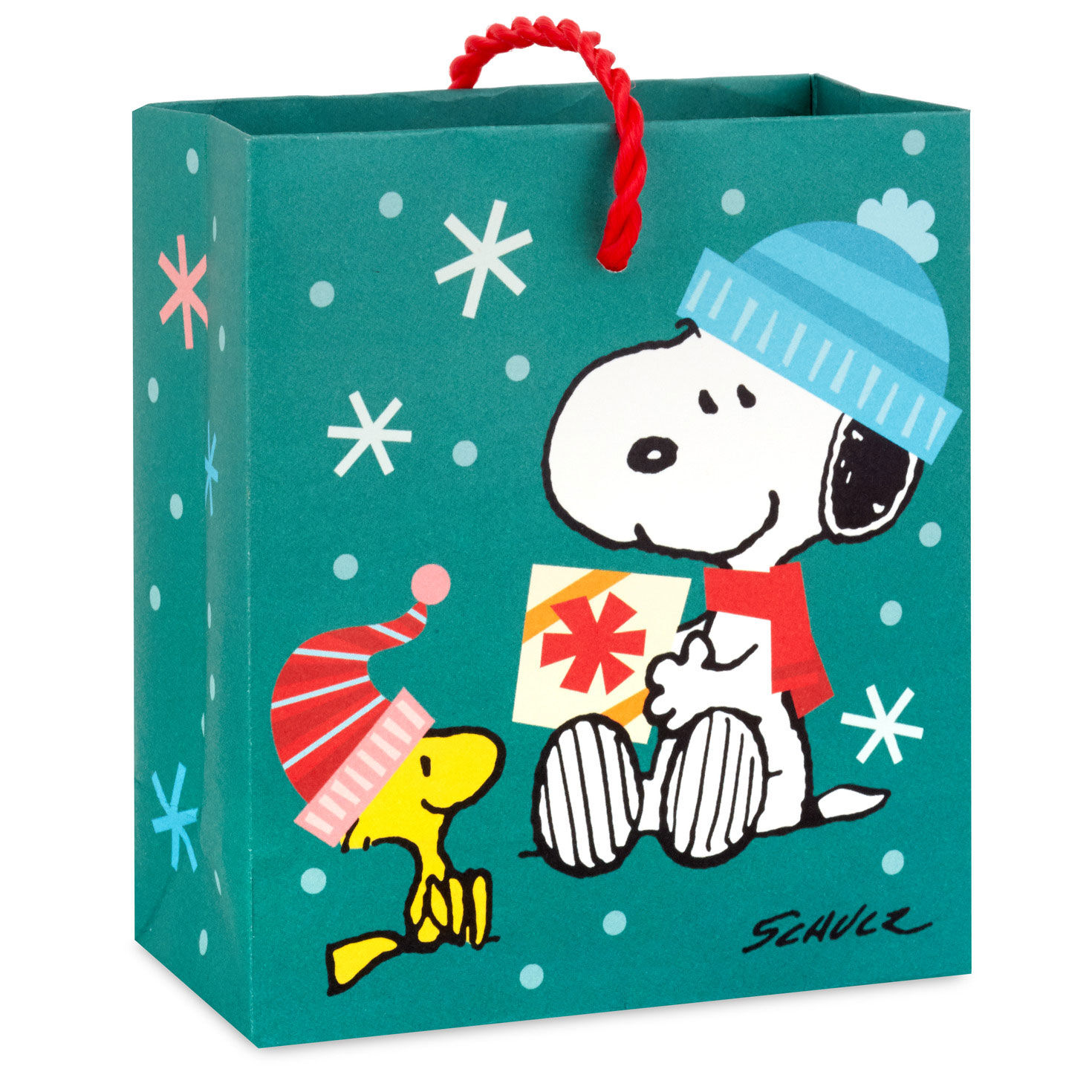 4.6" Peanuts® Snoopy and Woodstock Christmas Gift Card Holder Mini Bag