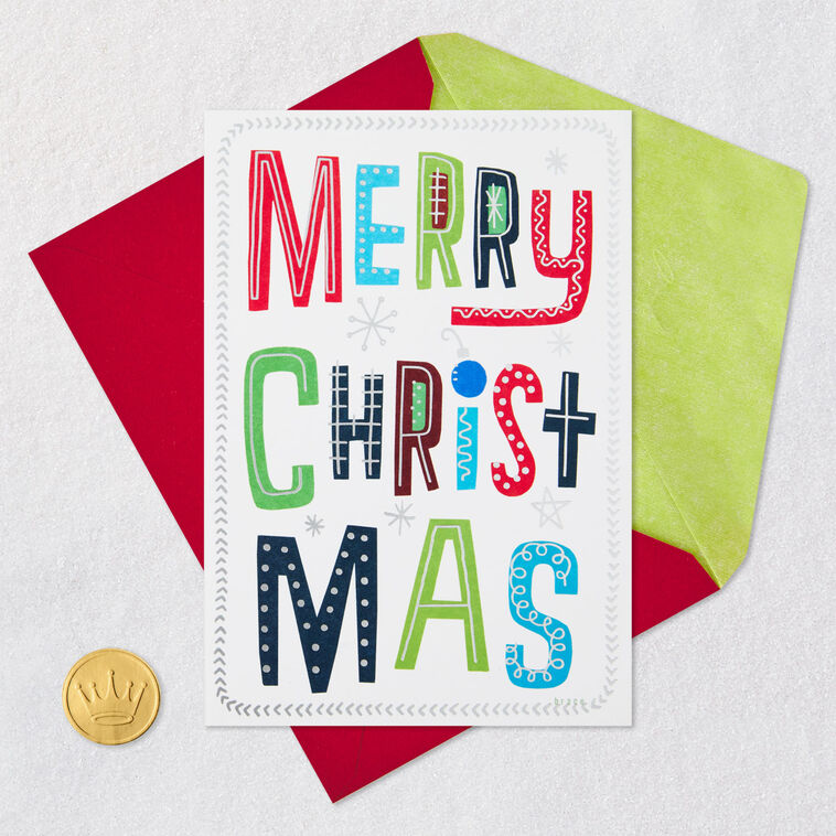 Colorful Letters Christmas Card Card Front with Envelope and Gold Seal image number 6