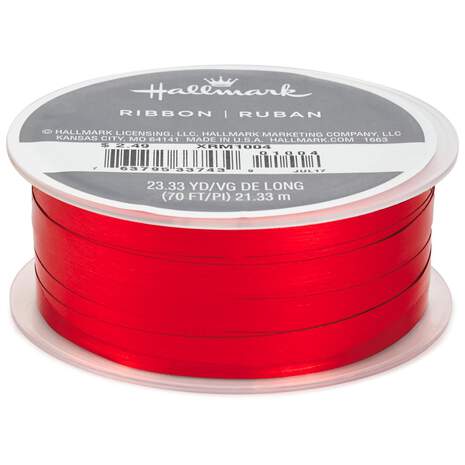 Red Metallic 1/4" Curling Ribbon, 70', , large