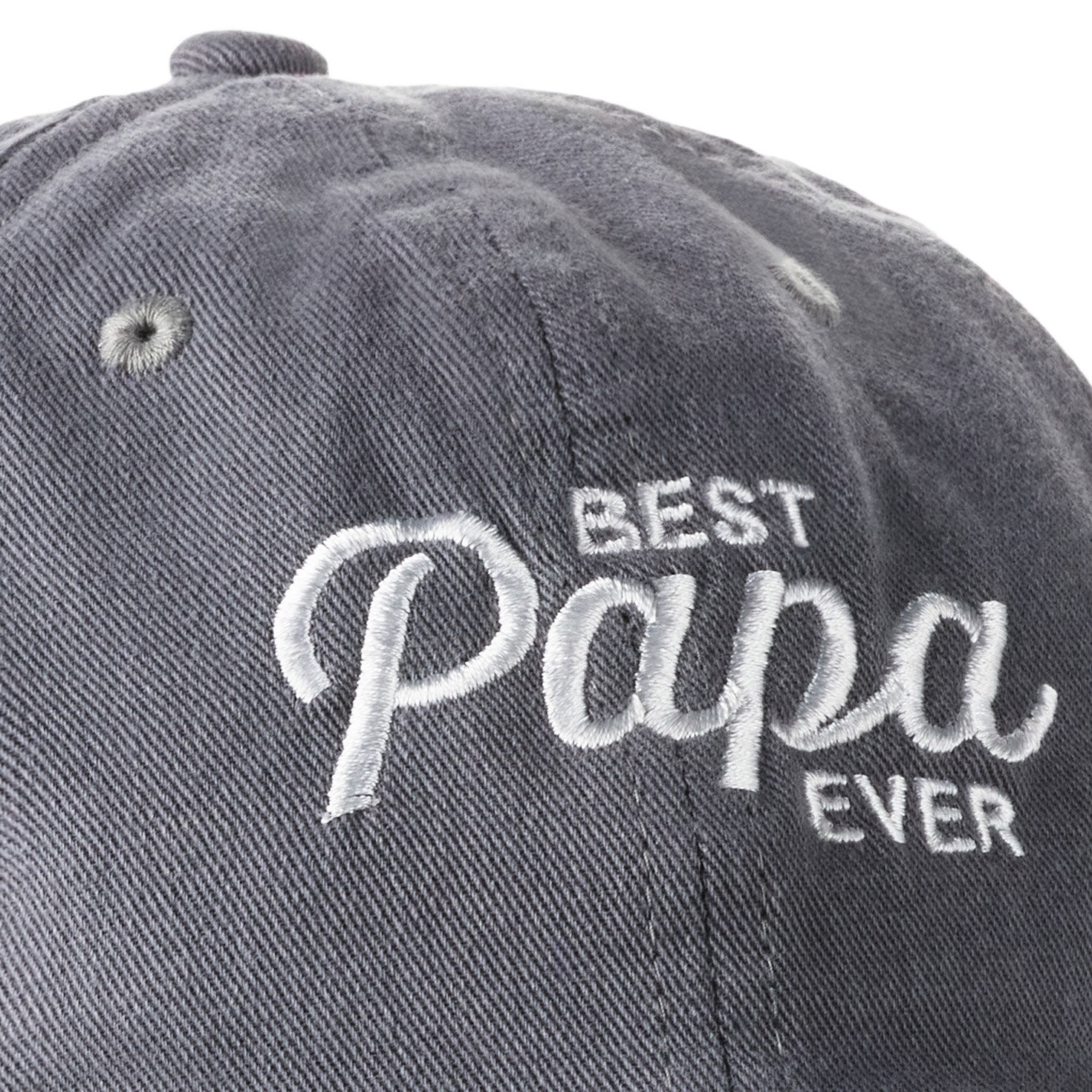 Best Papa Ever Gray Twill Baseball Cap closeup view image number 4