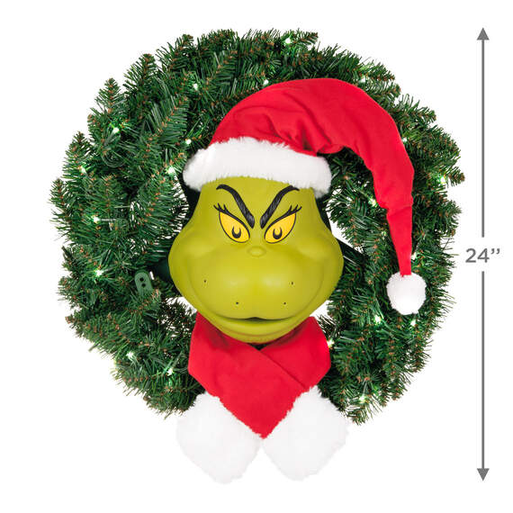 Dr. Seuss's How the Grinch Stole Christmas!™ The Grinch Wreath With Light, Sound and Motion, 24”, , large image number 2