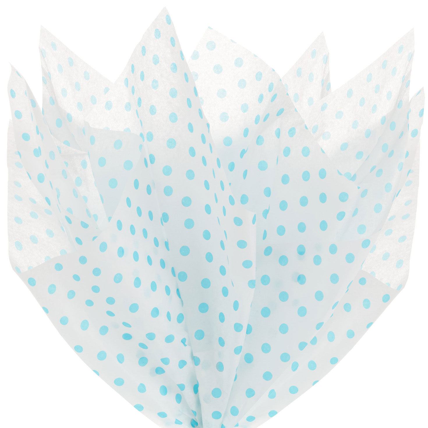 Aqua Blue Polka Dots on White Tissue Paper, 6 sheets, Aqua on White, large image number 2