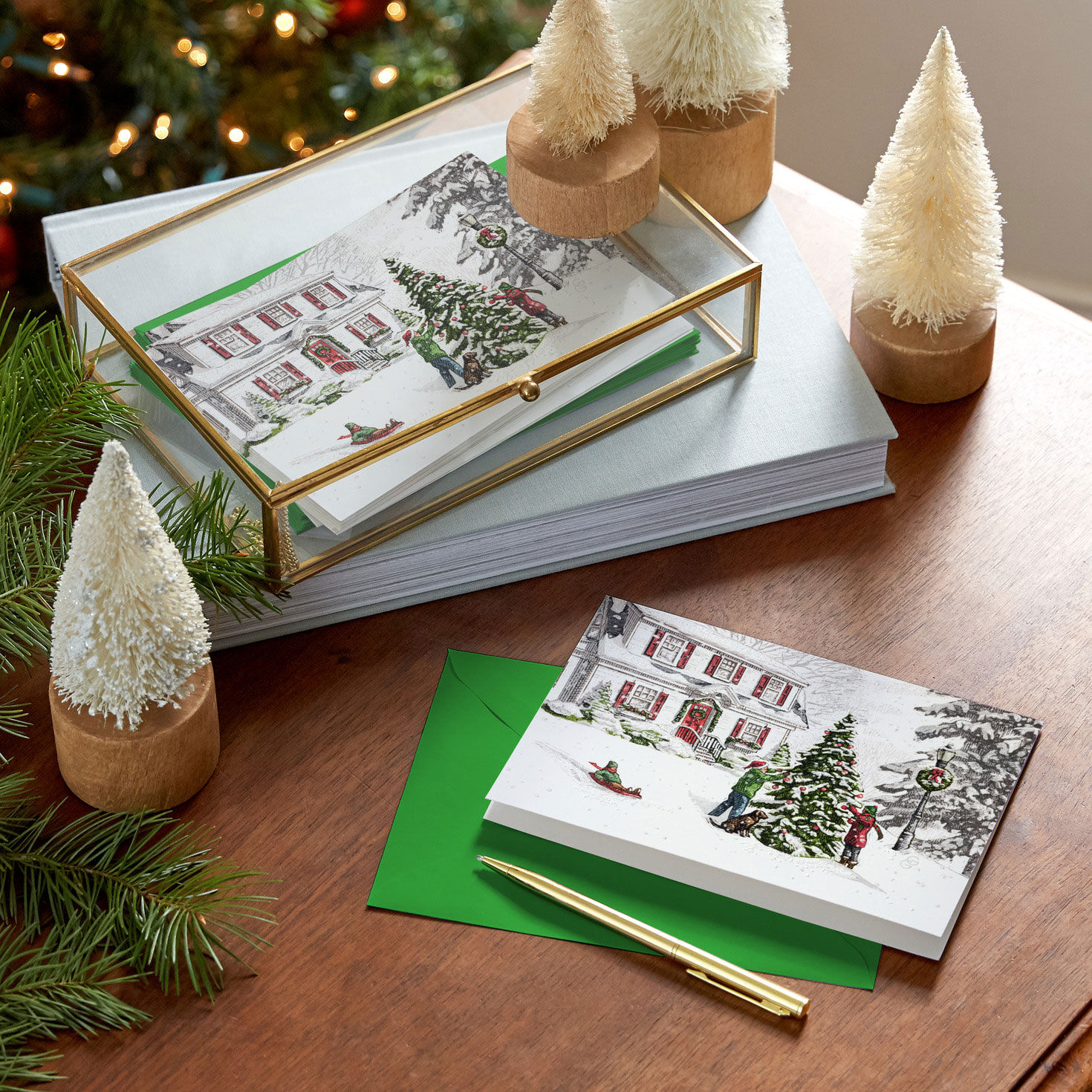 Snowy Home Boxed Christmas Cards Bulk Pack in use image number 7
