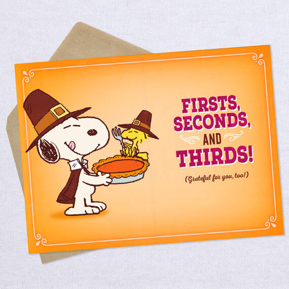 Peanuts® Snoopy and Woodstock Grateful Pilgrims Thanksgiving Card, , large image number 3