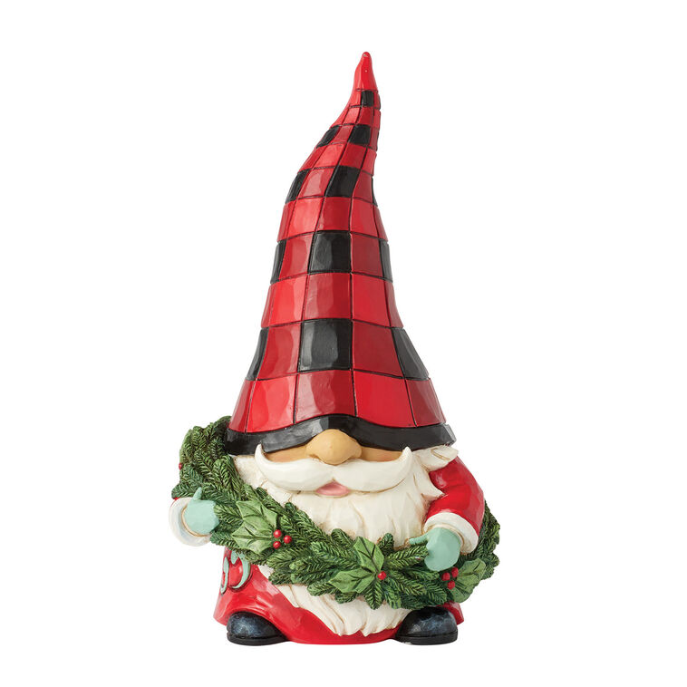 Jim Shore Heartwood Creek Gnome Wearing Wreath Figurine, 5.51"