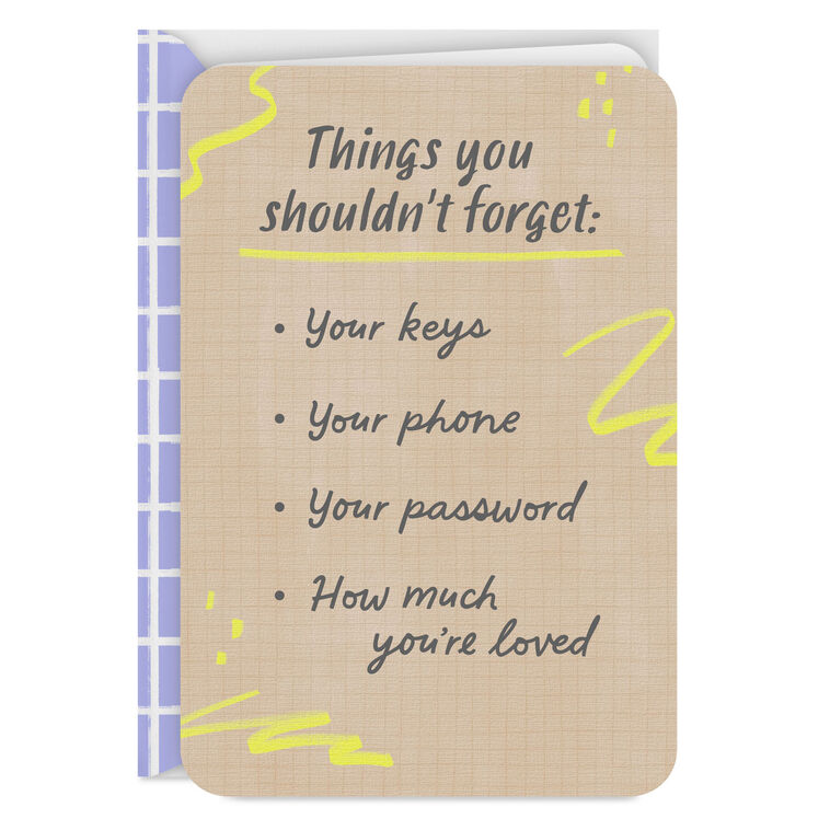 Don't Forget Checklist Love Card