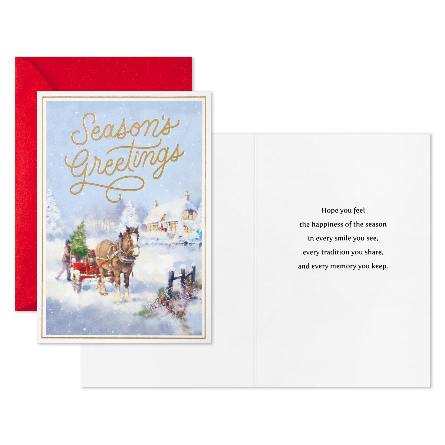 Horse and Holiday Wagon Boxed Christmas Cards, Pack of 16, , large image number 3