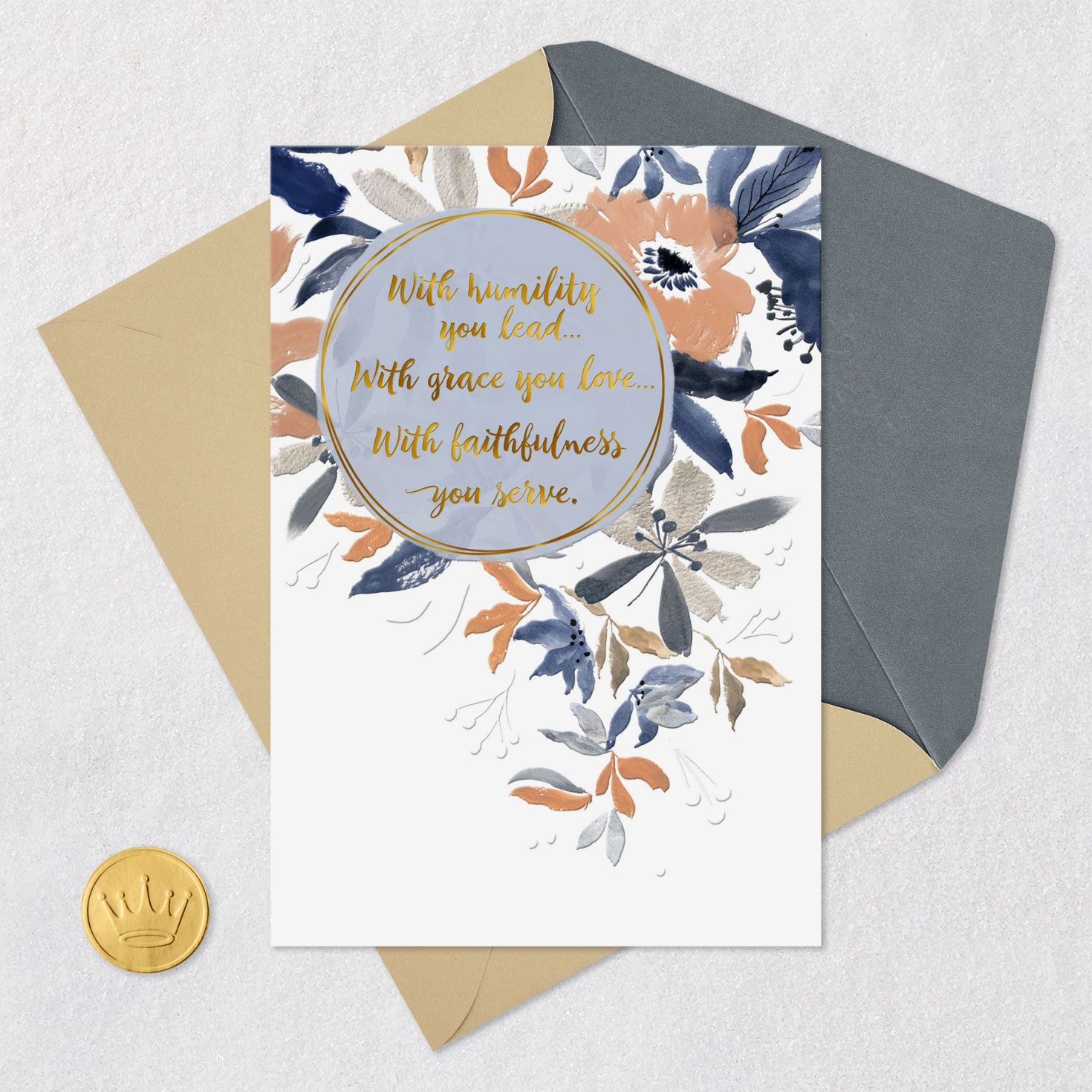 Flowers Religious Clergy Thank You Card for Couple Card Front Detail image number 6