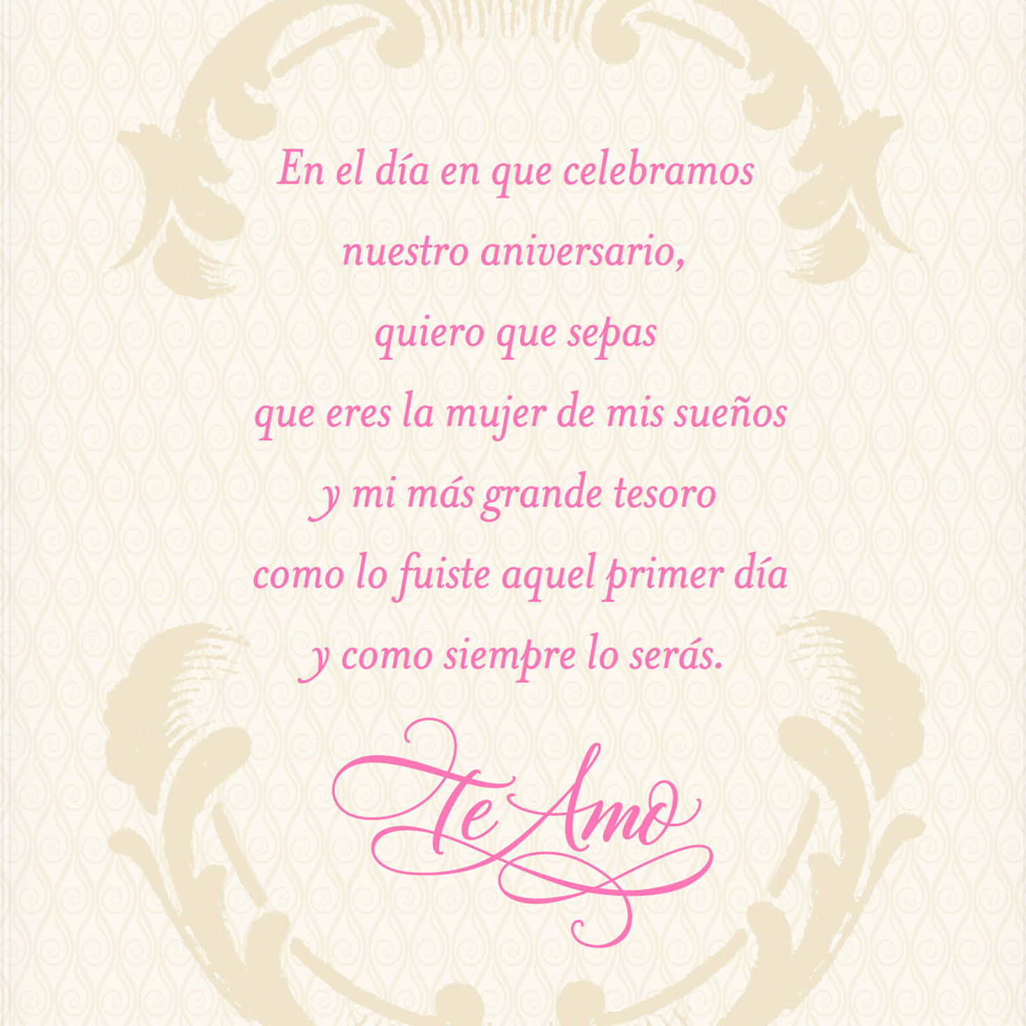Pink Roses on Lace Anniversary Card in Spanish Sentiment image number 3