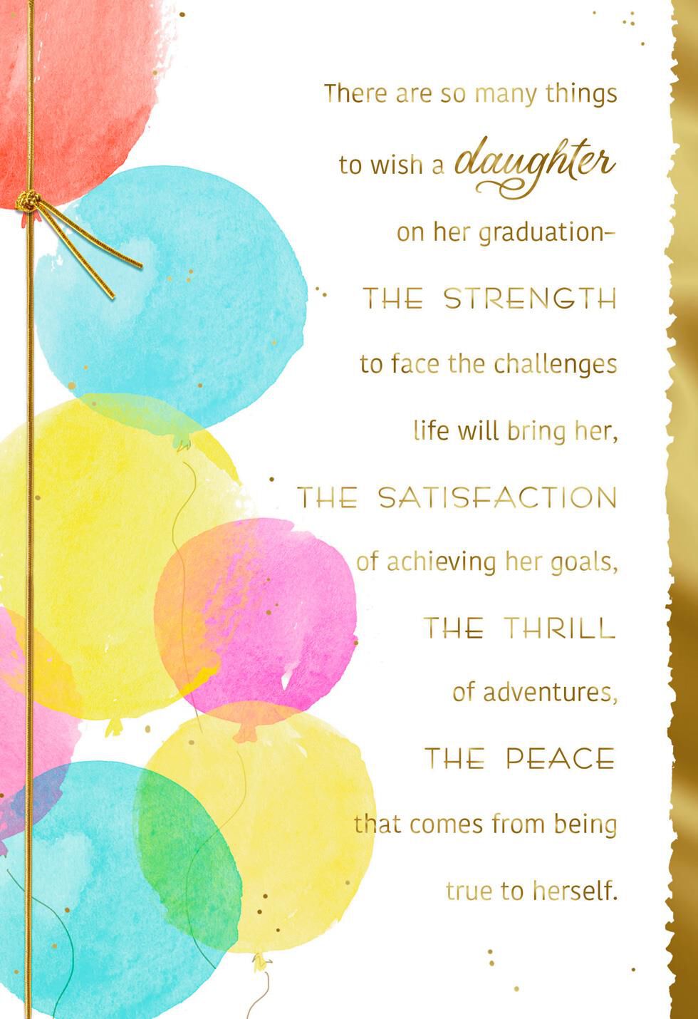 Balloon Wishes Daughter Graduation Card
