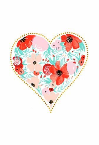 Floral Watercolor Heart Valentine's Day Card