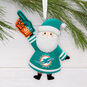 Miami Dolphins Santa Fan Christmas Ornament hanging on tree image number 2