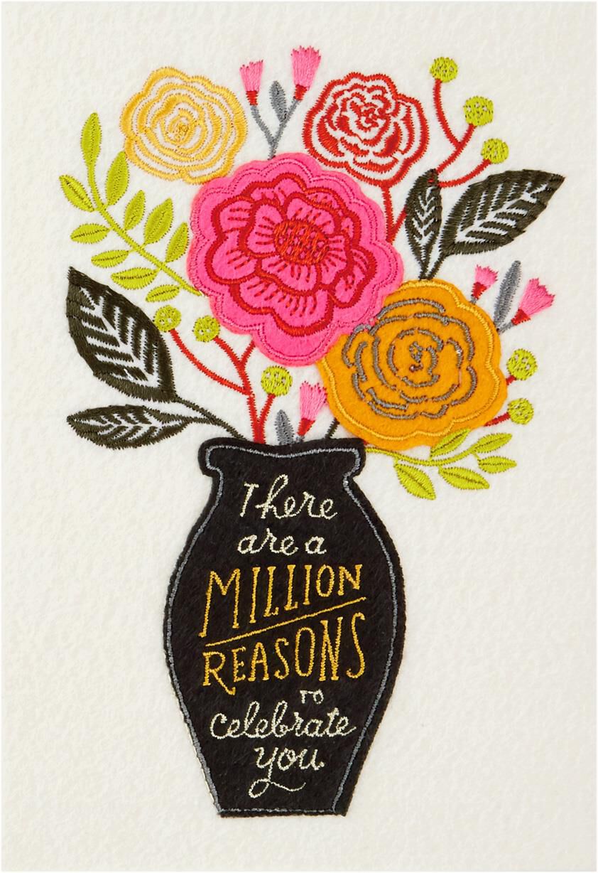 A Million Reasons Vase of Flowers Birthday Card