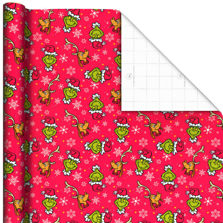 Dr. Seuss's How the Grinch Stole Christmas!™ Grinch and Max on Red Christmas Wrapping Paper, 25 sq. ft.