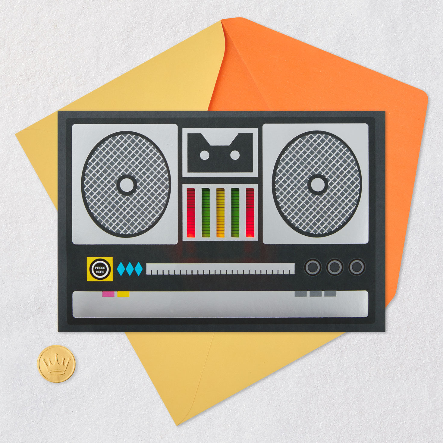 Light-Up Boom Box Musical Birthday Card Card Front with Envelope and Gold Seal image number 5