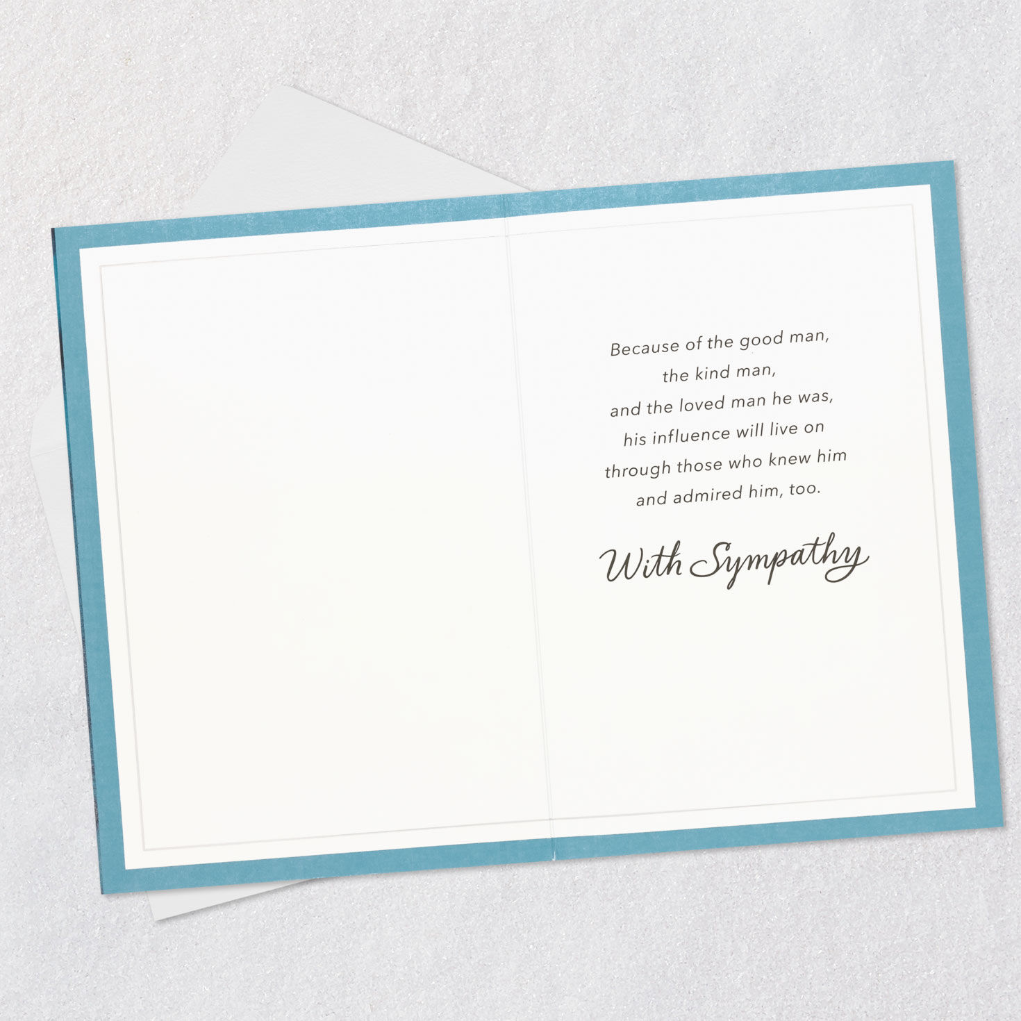 Blue and Silver Branch Sympathy Card for Uncle Open card with envelope image number 3