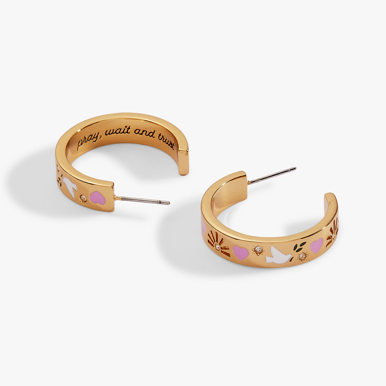 Alex And Ani 'Pray Wait and Trust' Hoop Earrings side image number 2