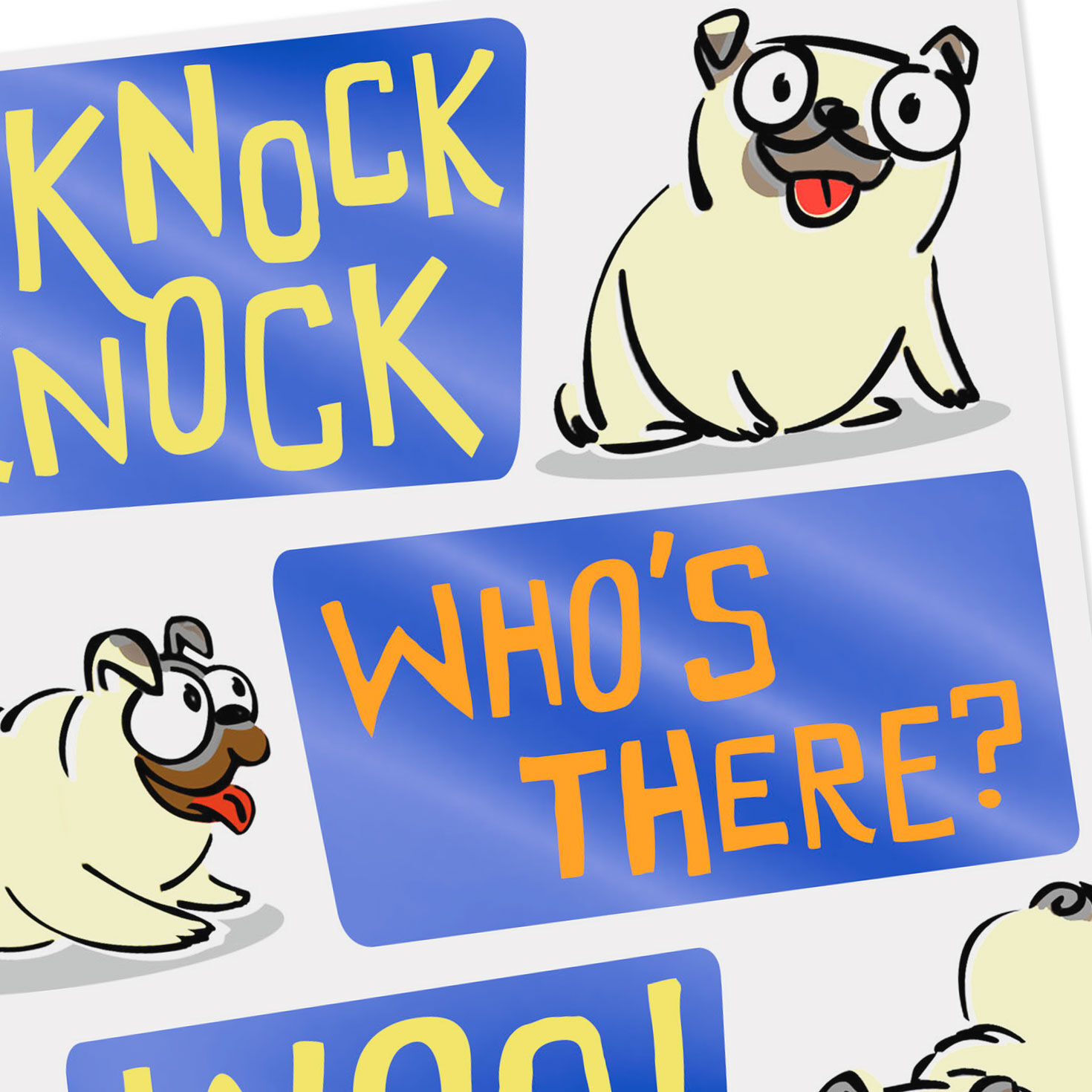 Pug Dog Knock Knock Joke Funny Birthday Card Card Front Detail image number 4