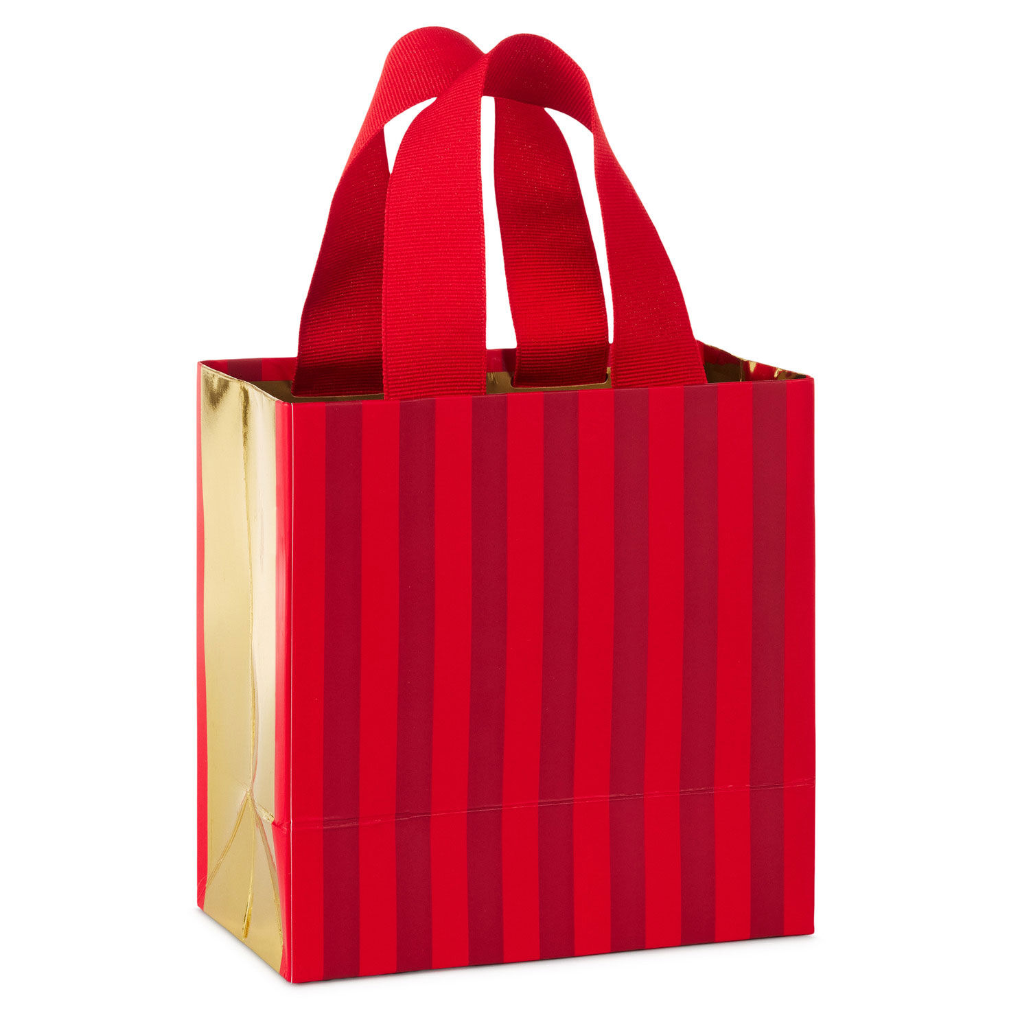 Red Stripes with White and Gold Bow Gift Bag Back image number 6