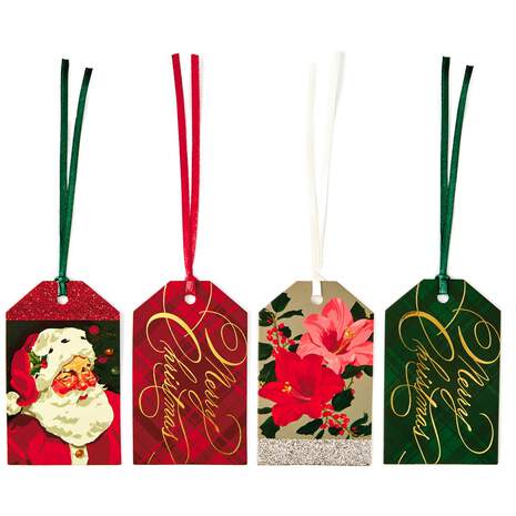 Classic Christmas Gift Tags With Ribbons, Pack of 12, , large