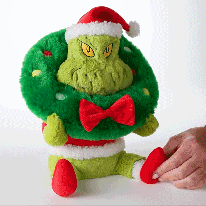 Plush Grinch Sitting in Christmas Wreath  image number 2