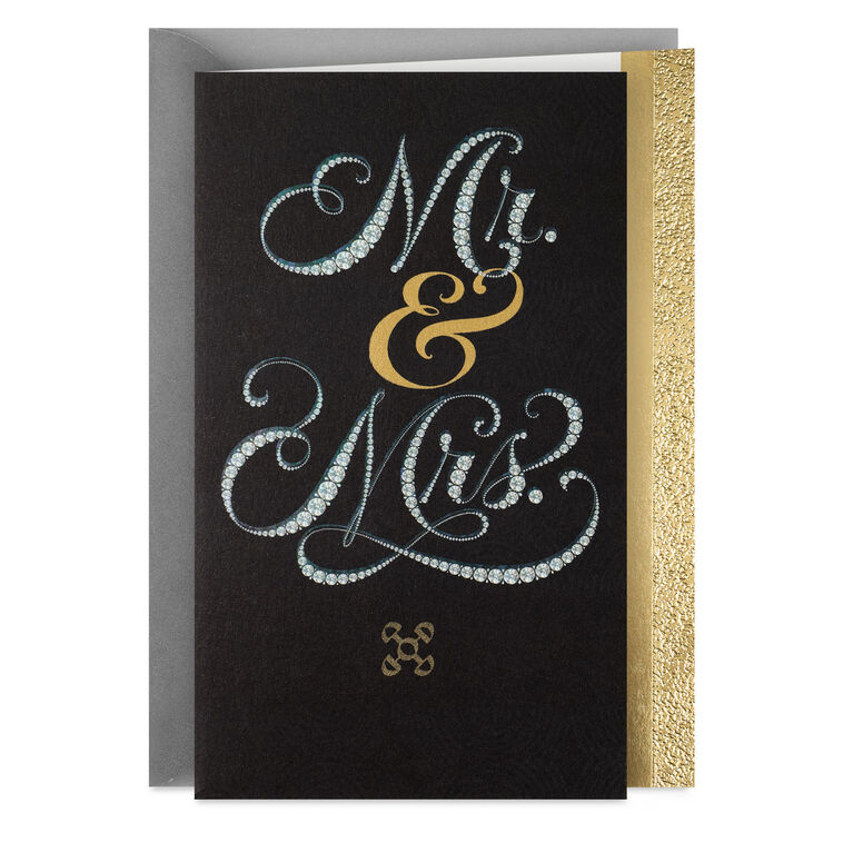 Mr. & Mrs. Linked Hearts Wedding Card