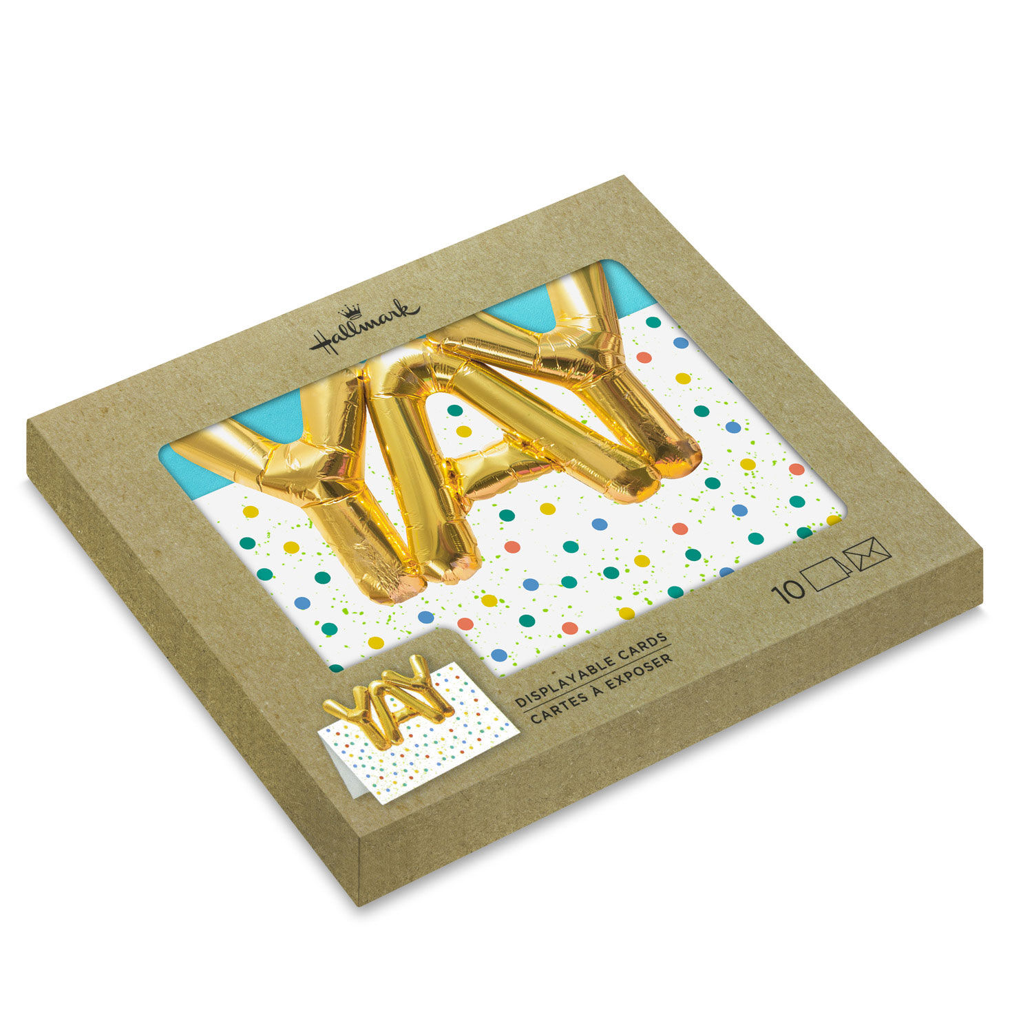 Yay Gold Balloons Blank Notes, Pack of 10