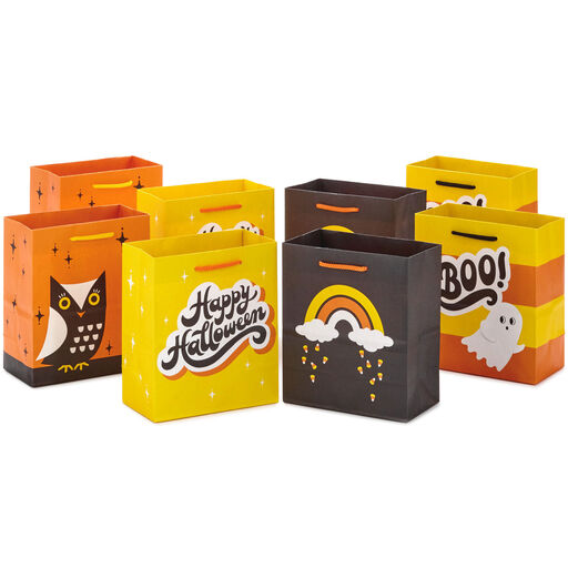 6.5" Assorted 8-Pack Happy Halloween Small Gift Bags, 