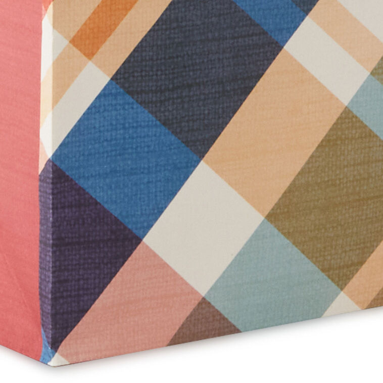 17" Brown and Blue Plaid Extra-Deep Gift Bag With Tissue Paper, , large image number 5
