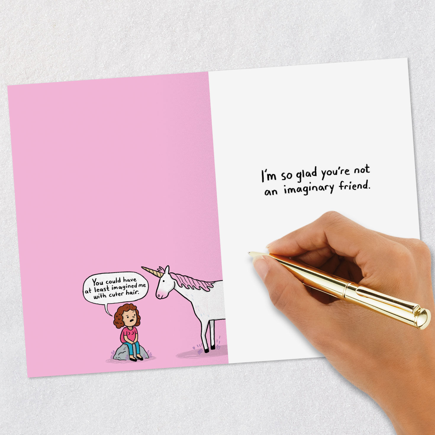 Imaginary Friend Unicorn Funny Birthday Card signing card image number 7