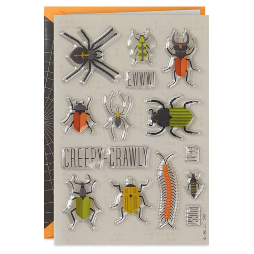 Creepy-Crawly Bugs Halloween Card With Puffy Stickers, 