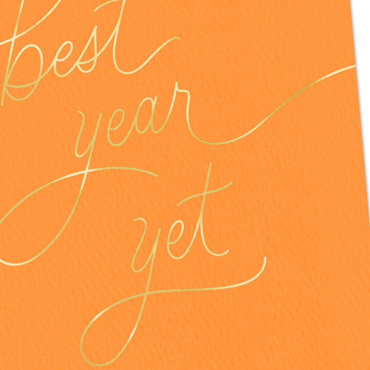 Gold Script on Orange Signature Birthday Card Card Front Detail image number 5