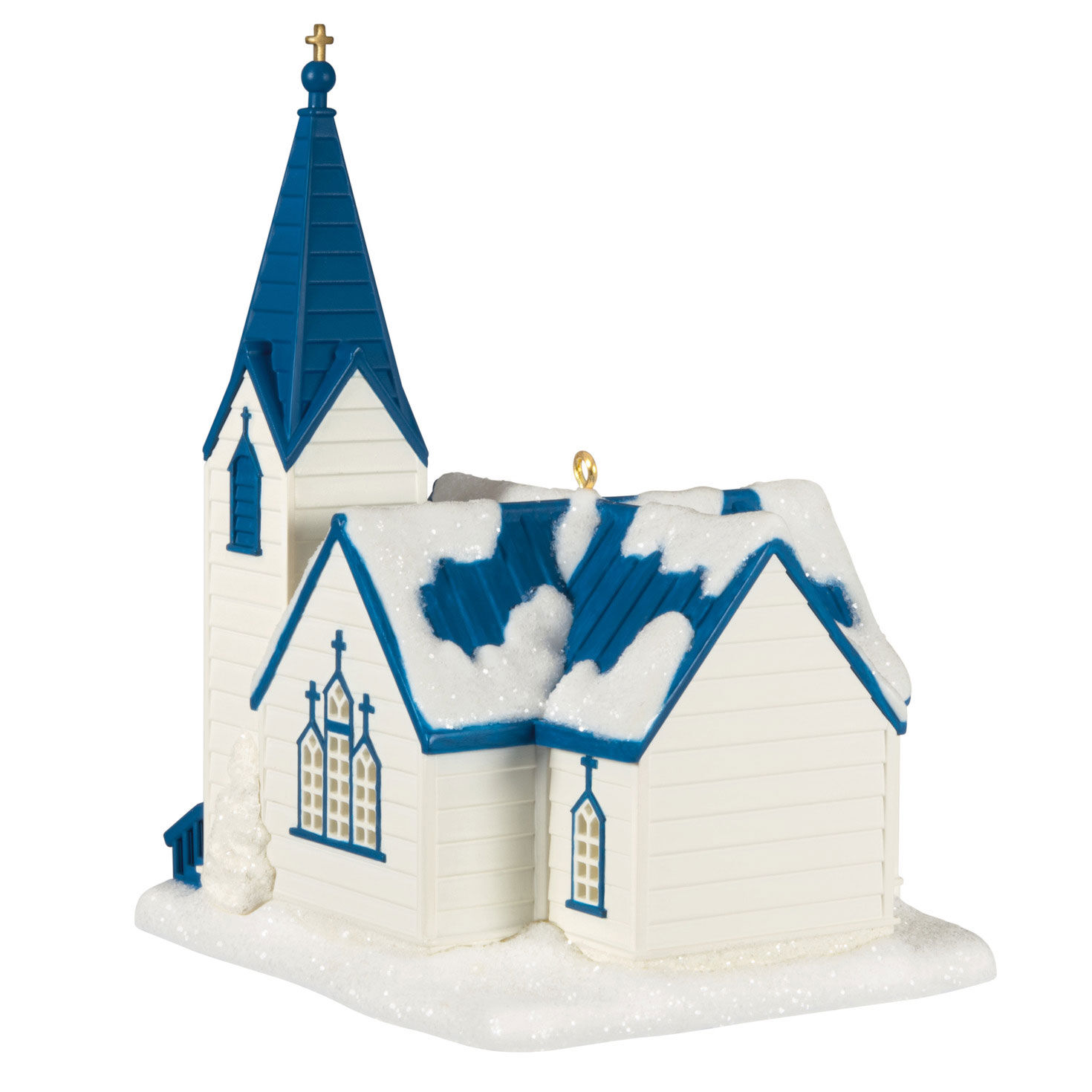 Church With Blue Roof Keepsake Ornament Back image number 6