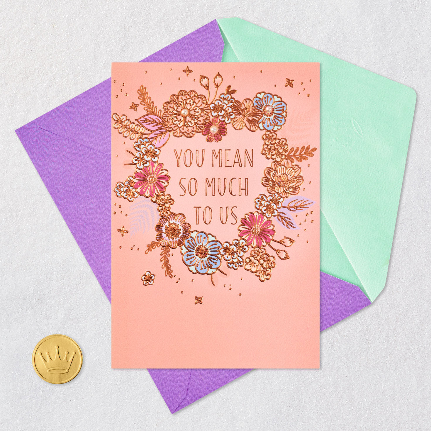 Floral Heart Mother's Day Card From All Card Front with Envelope and Gold Seal image number 5