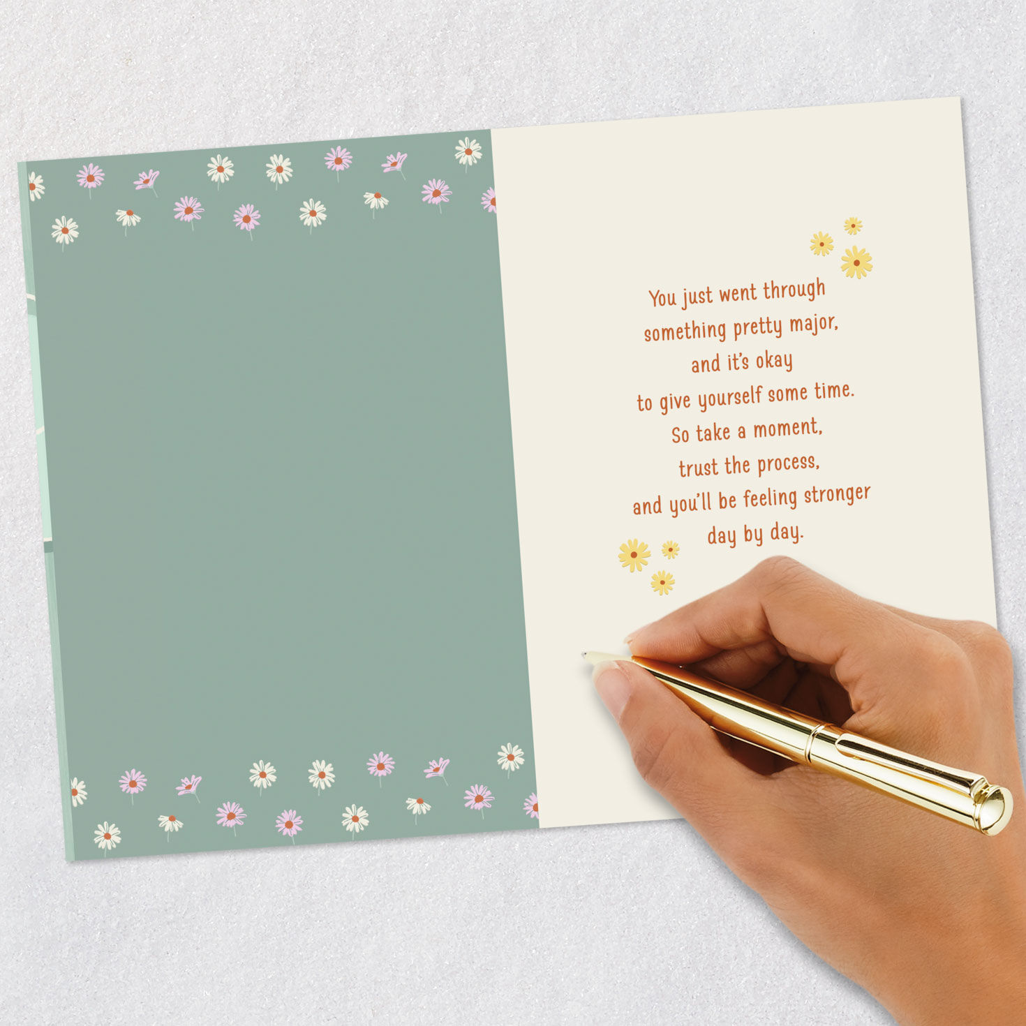 Tea and To Do List Green Get Well Card Signing card image number 6