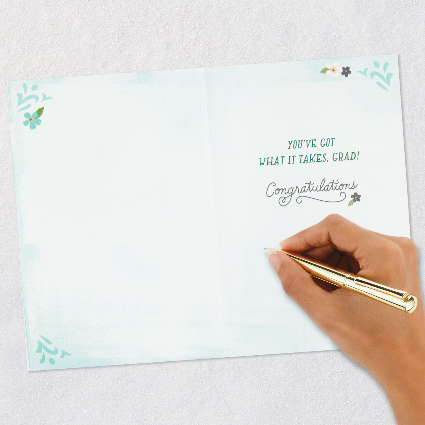 Floral Decorated Grad Caps Graduation Card for Her Signing card image number 6