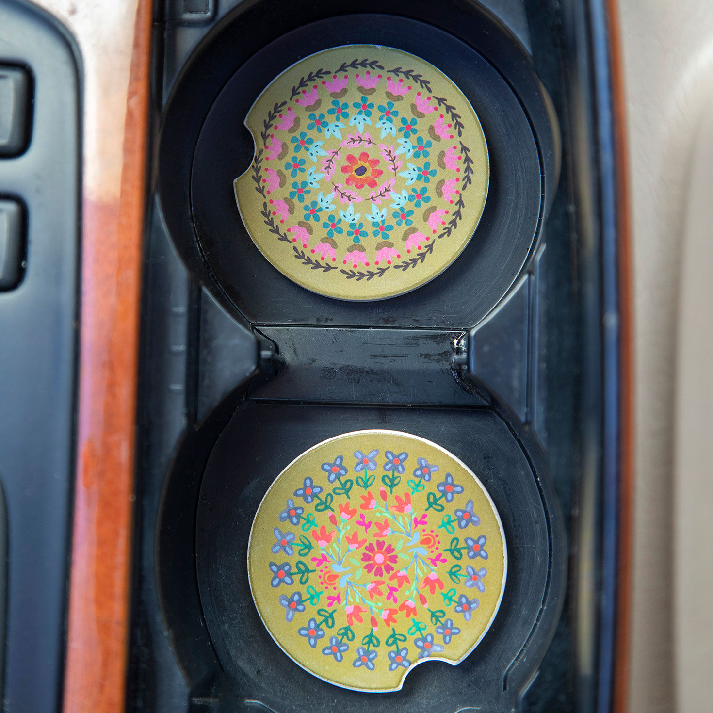 Natural Life Floral Mandala Ceramic Car Coasters, Set of 2 for only USD 14.99 | Hallmark