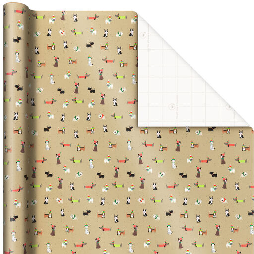 Holiday Puppy Dogs Christmas Wrapping Paper, 90 sq ft., 