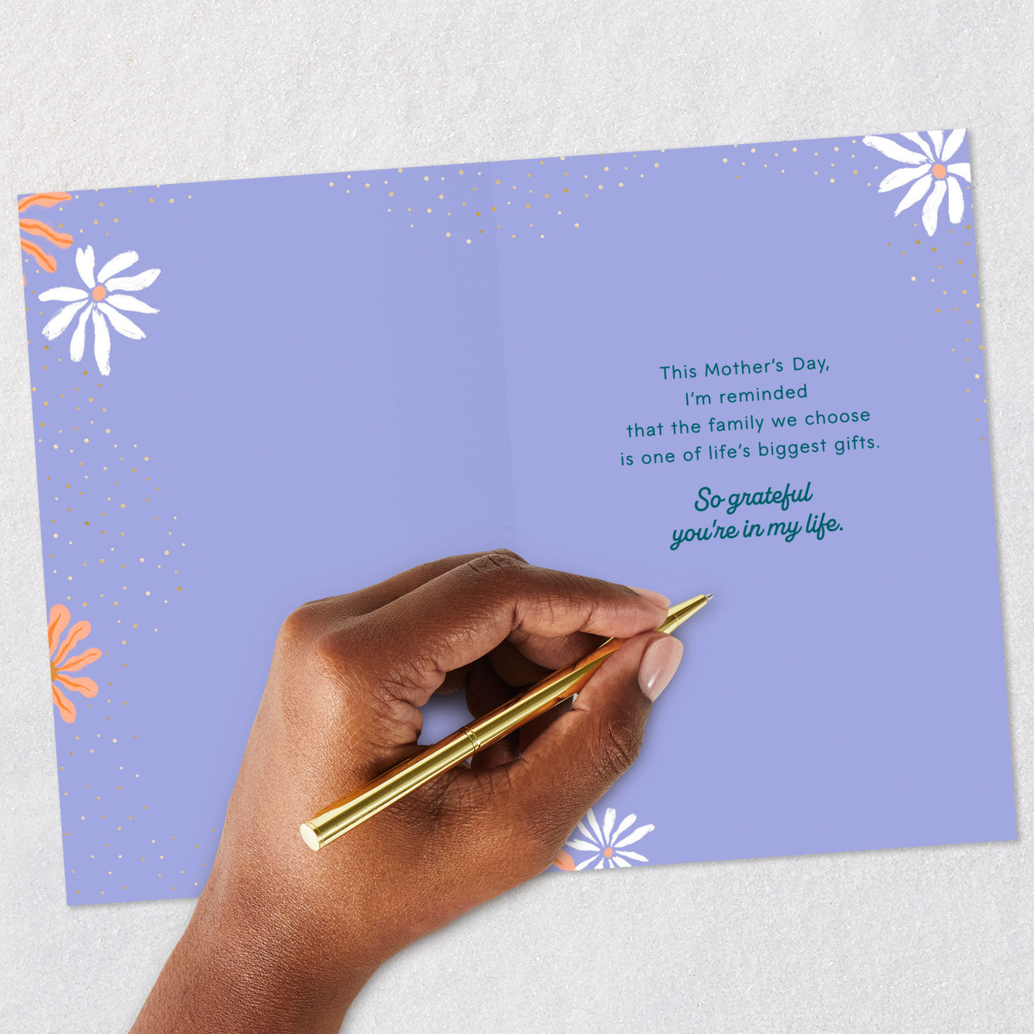 Painted Orange Flower for Like a Mom Mother's Day Card Signing card image number 6