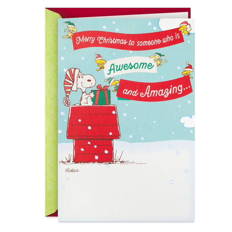 Peanuts® Snoopy and Woodstock You're Awesome and Amazing Funny Pop-Up Christmas Card