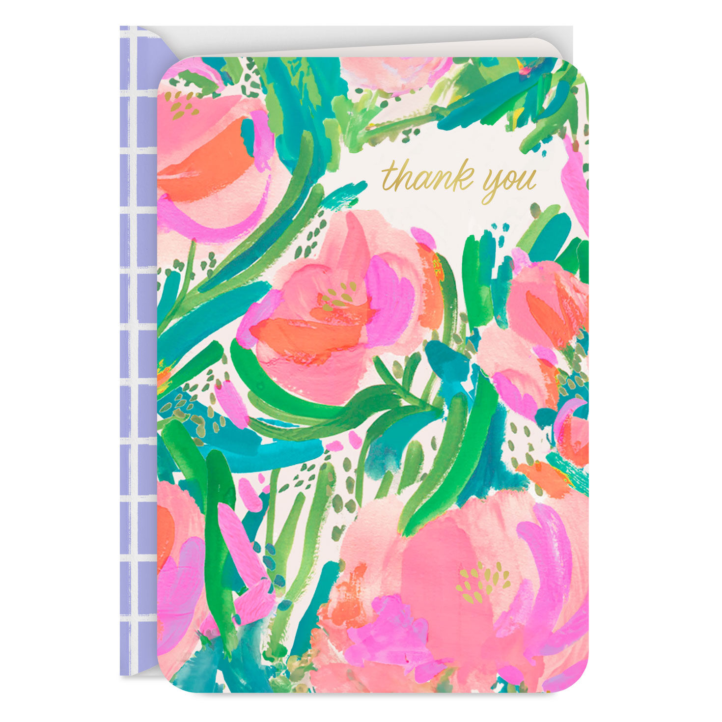 Painted Flowers Blank Thank You Card