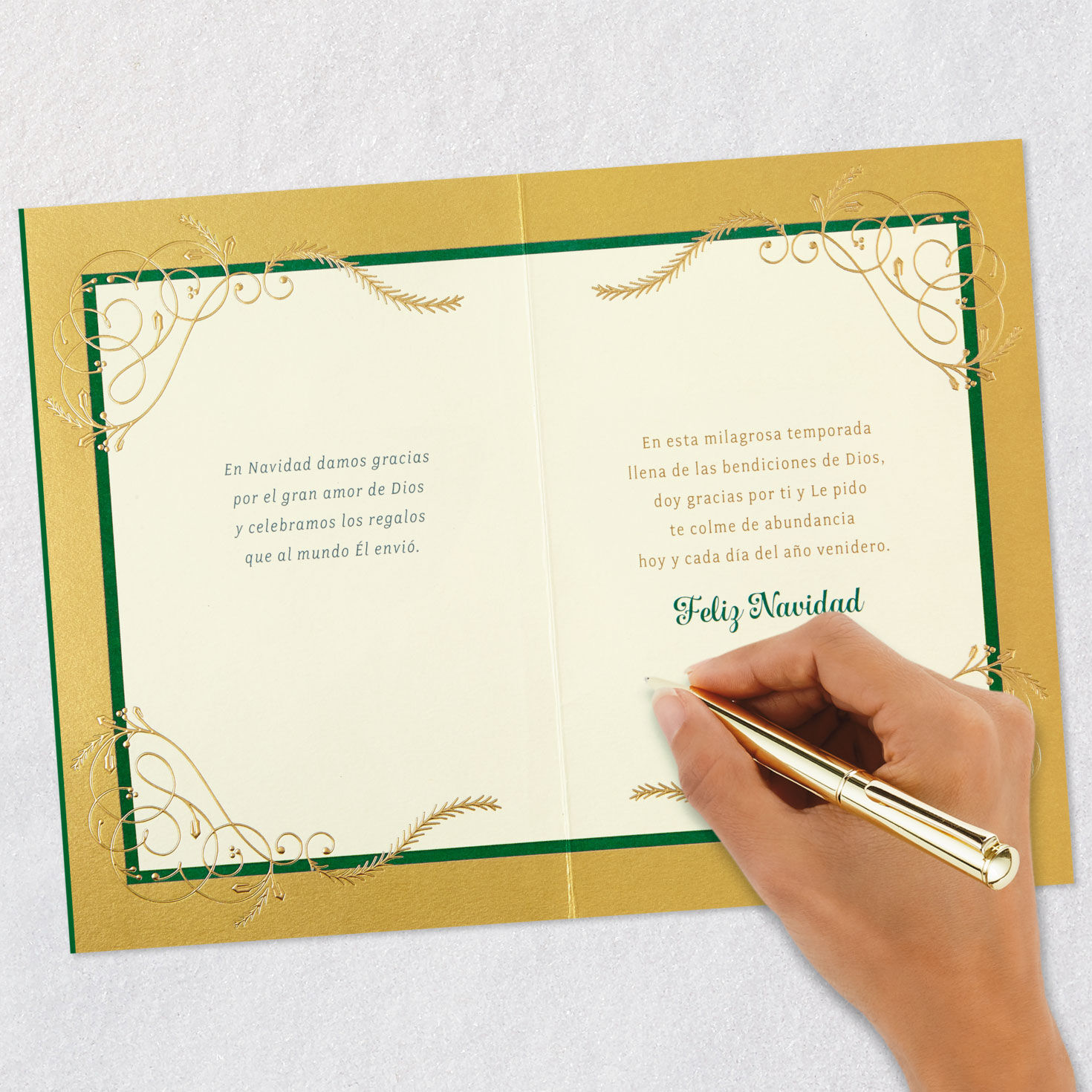 Removable Angel Decoration Christmas Card in Spanish signing card image number 9