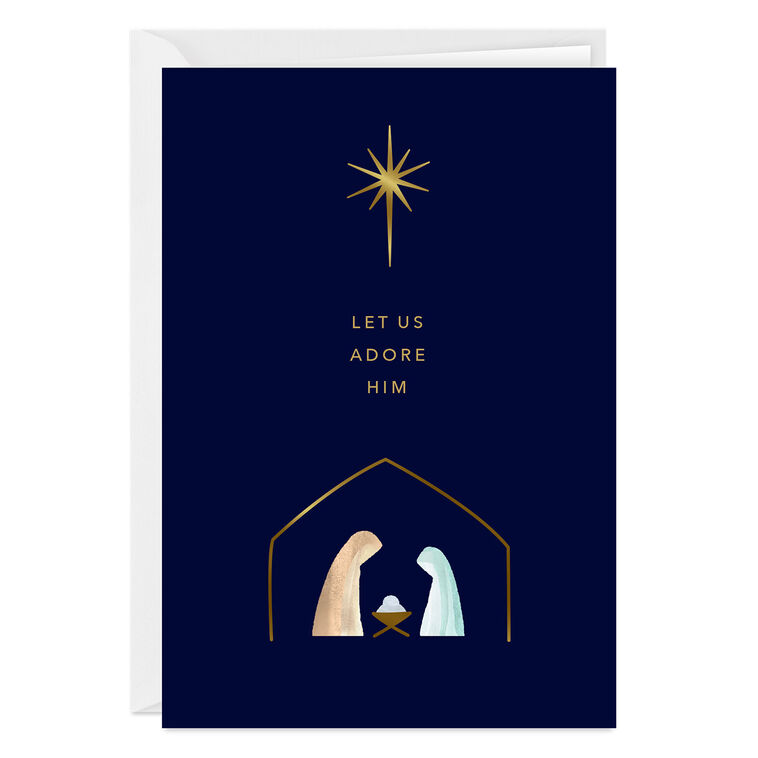 Let Us Adore Him Religious Custom Christmas Card