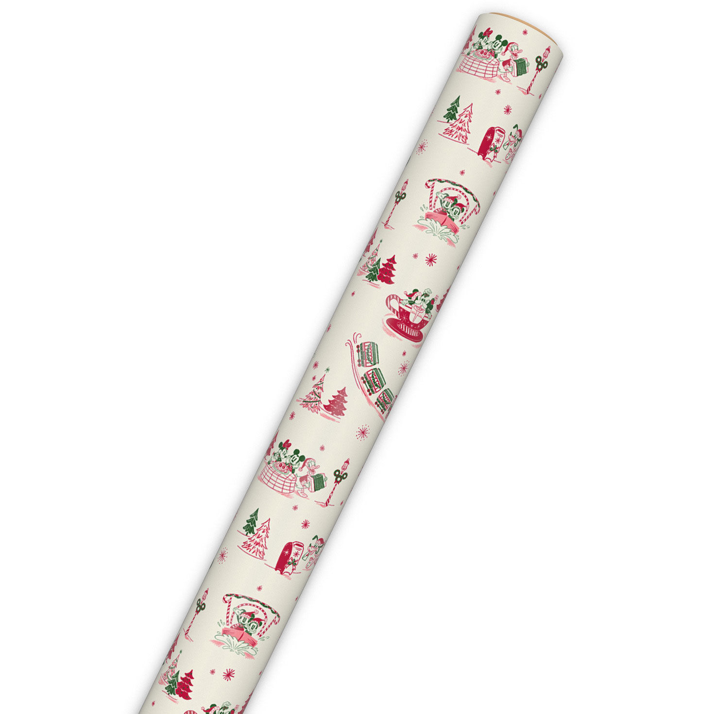 Ivory, Red and Green Disney World Wrapping Paper Wrap Tube image number 6