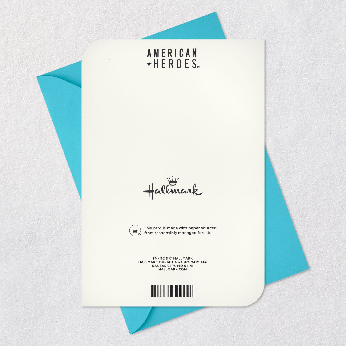 American Flag Heart Blank Card Card Back with Envelope image number 6