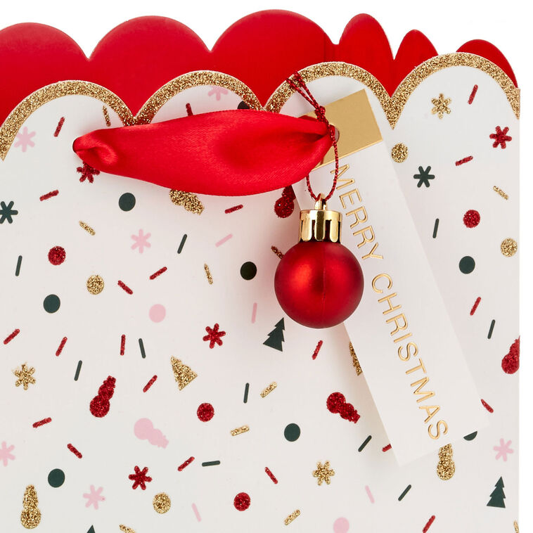 Christmas Confetti Medium Square Gift Bag Handle Detail image number 4